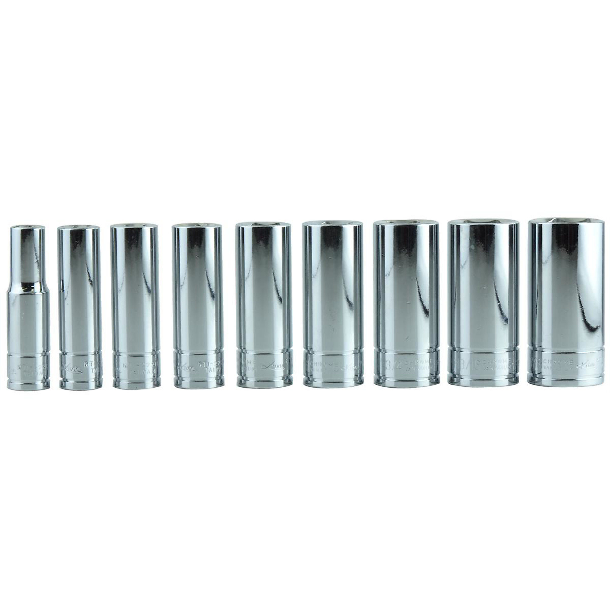 K-Tool International 9-Pc. SAE Deep Socket Set — 3/8in. Drive, Model# KTI22201